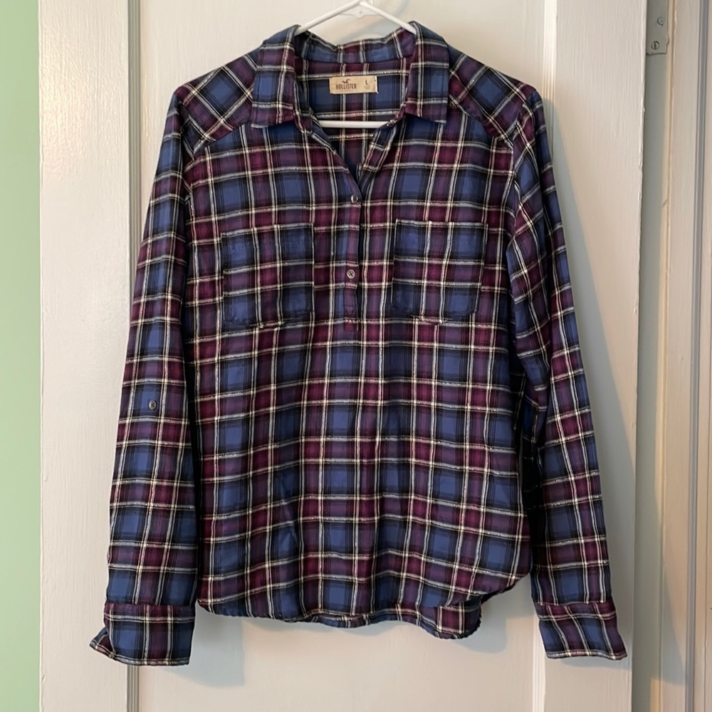 Hollister Quarter-button Plaid Shirt!